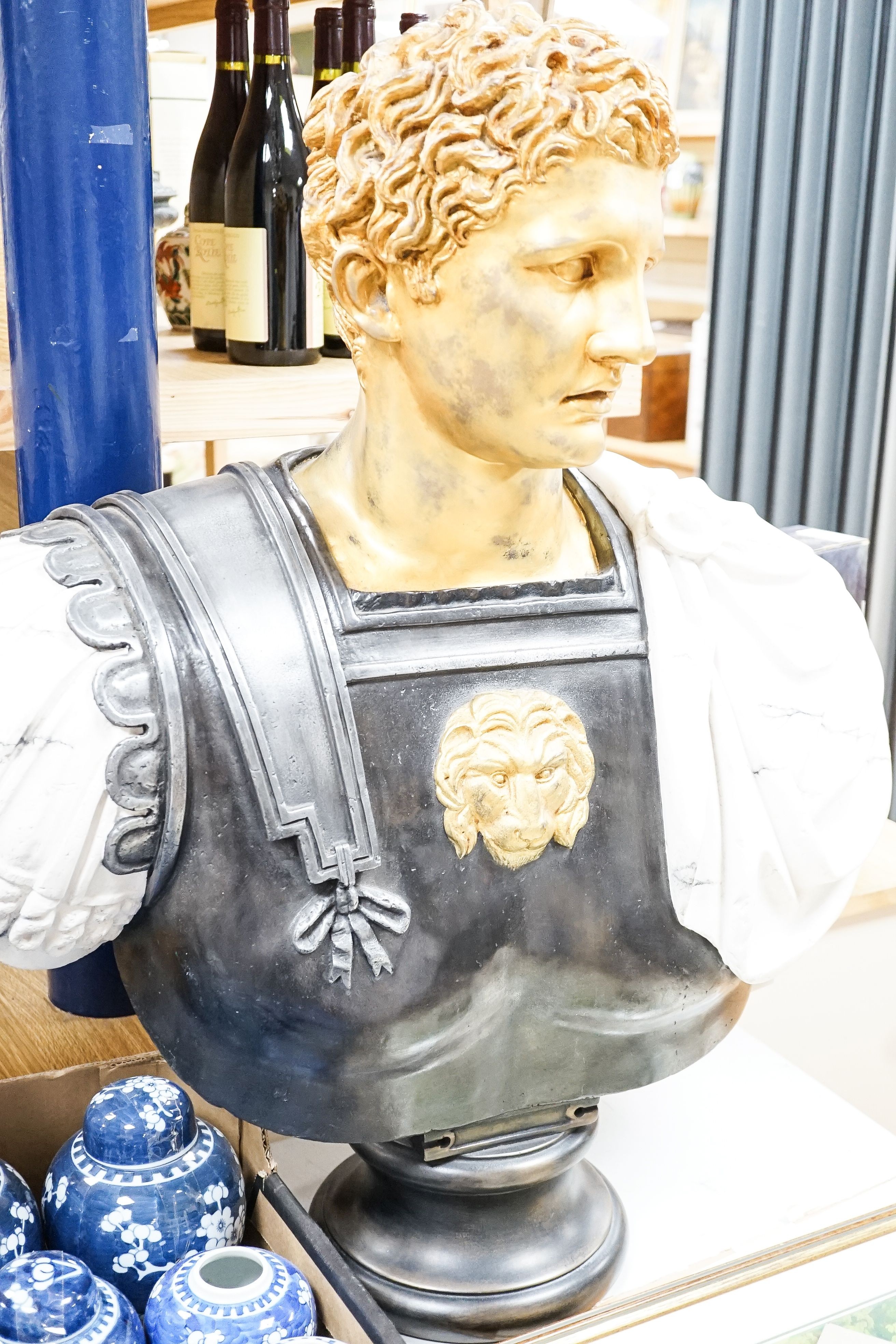 A pair of Roman style busts of Emperors, after the antique, tallest 82cm